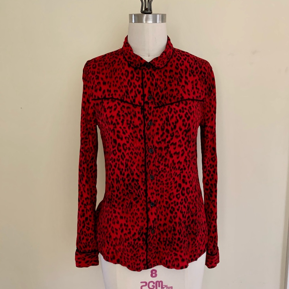 Sanctuary Red Leopard  Cheetah Button Down Size XS